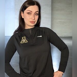 Nike Dri Fit 1/4 Zip Black Athletic Top Cropped Slim Fit Logo
